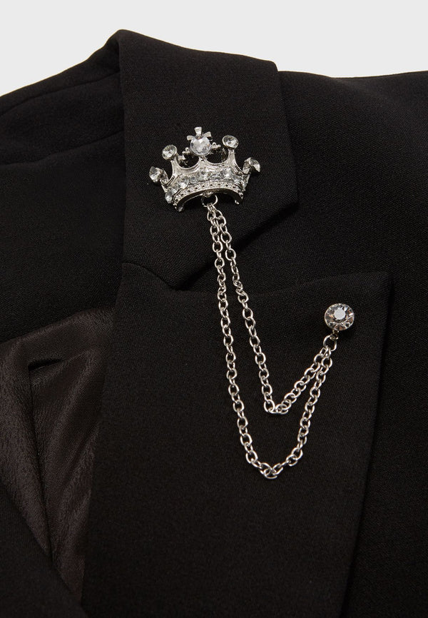 Silver Crown Chain Brooch