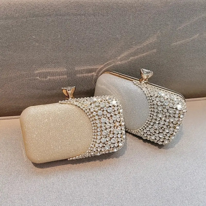 Rhinestone Wedding Clutch - Glitter Evening Handbag