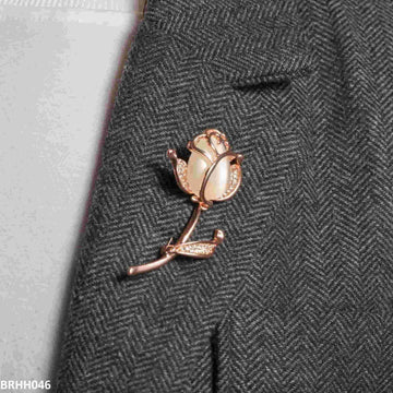 Pink Rose Flower Broach for men