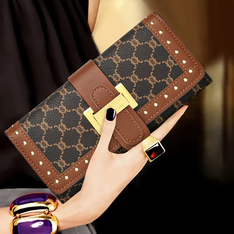 Classic Retro Geometric Trifold Clutch Wallet