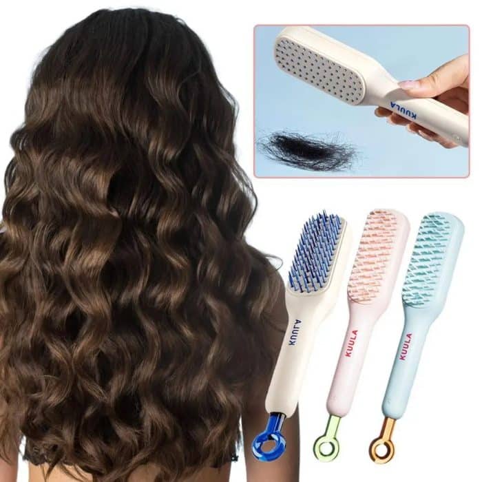 Self-Cleaning Telescopic Hair Brush | Anti-Static Detangling Comb